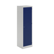 Steel police locker with 1 shelf and 1 coat rail - grey with blue door - view 1