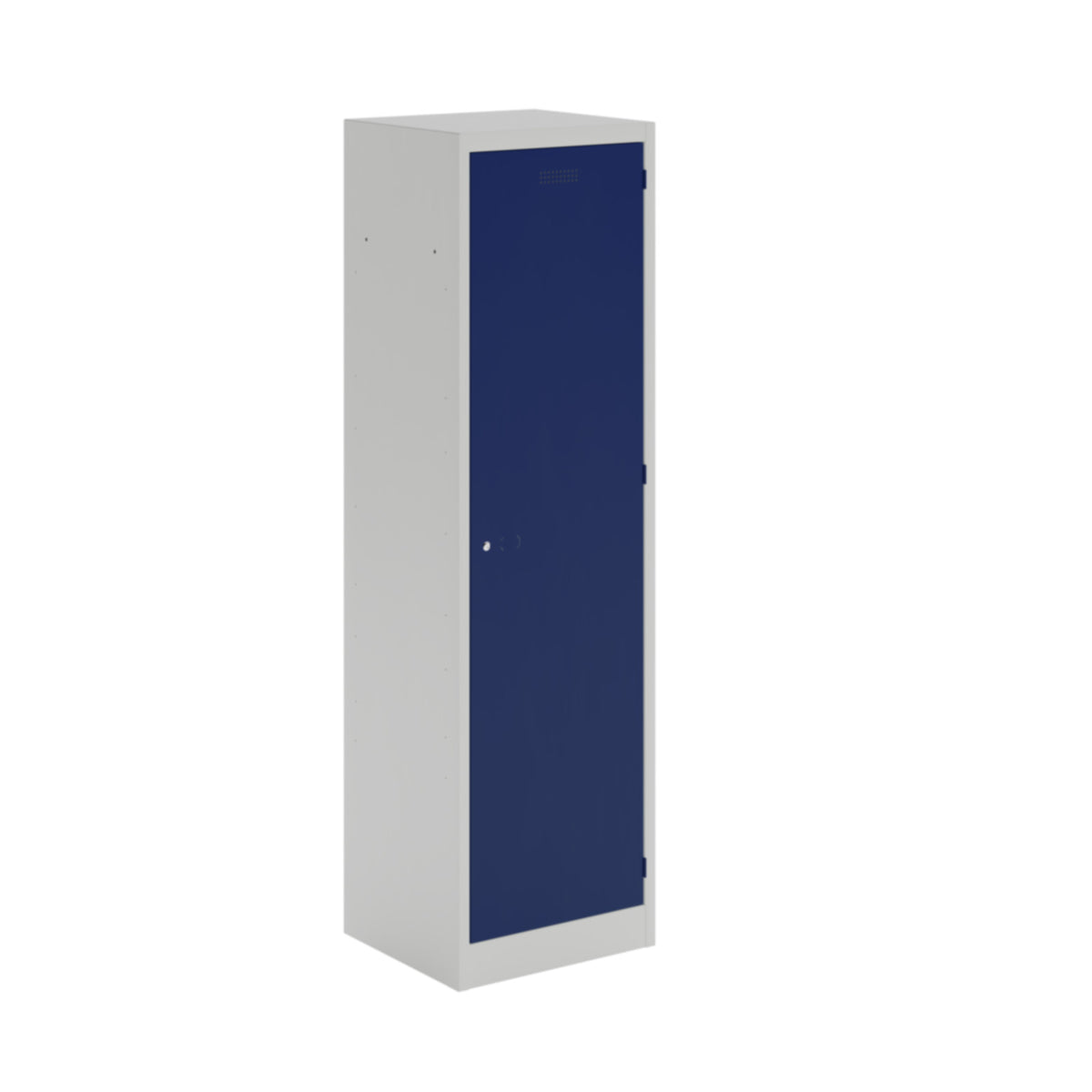 Steel police locker with 1 shelf and 1 coat rail - grey with blue door - view 1