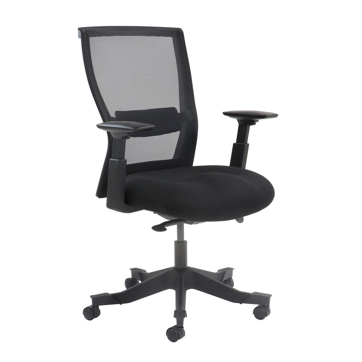 Yasmin mesh back operator chair with black fabric seat and black mesh back - view 1