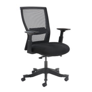 Yasmin mesh back operator chair with black fabric seat and black mesh back - view 1