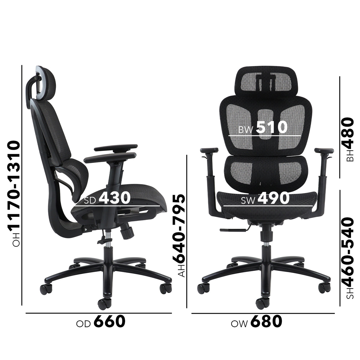 Zala mesh back operator chair with headrest and black mesh seat - view 2