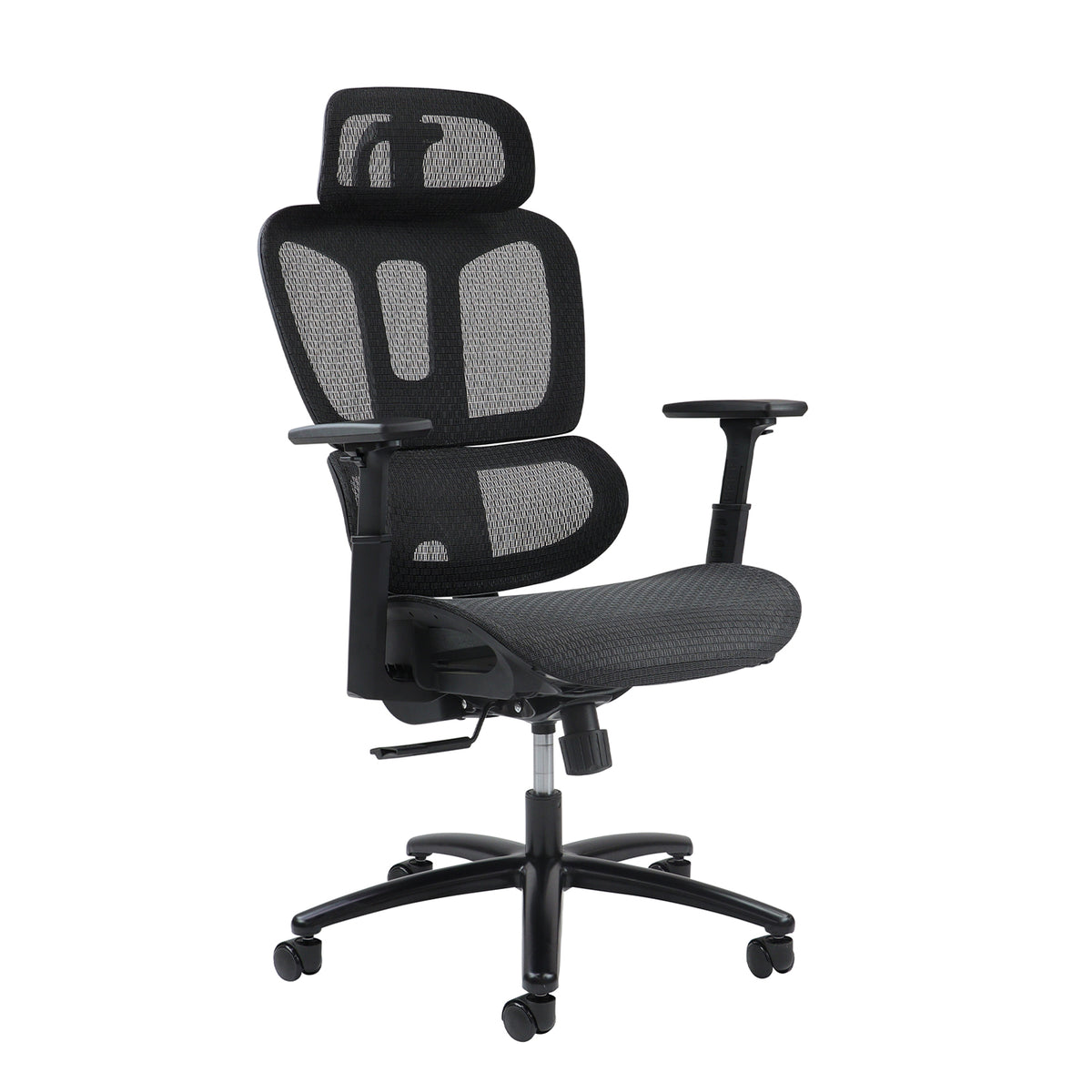 Zala mesh back operator chair with headrest and black mesh seat - view 1