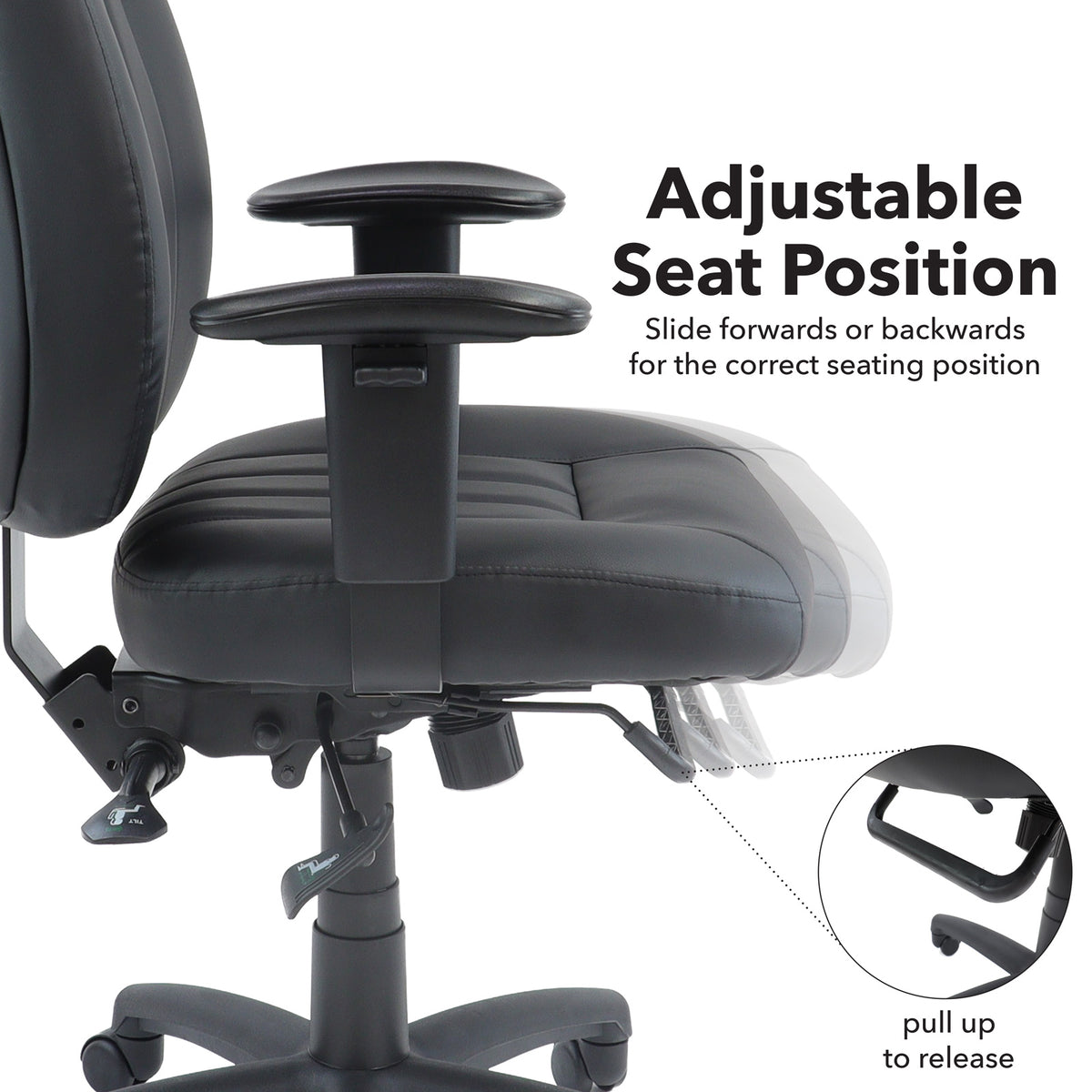 Zeus high back 24hr task chair - black bonded leather - view 3