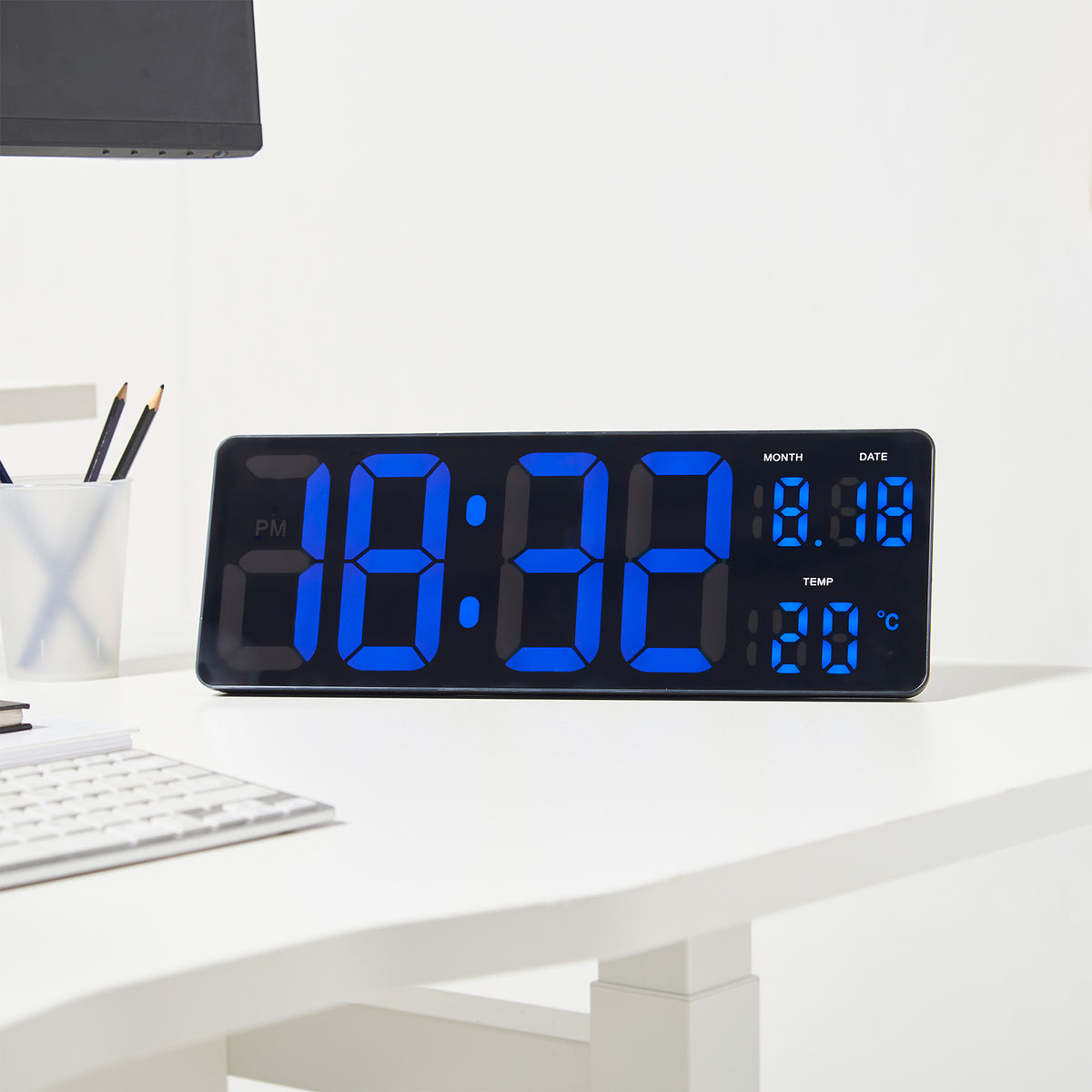 Zeneth digital LED multifunctional wall or table clock - Black - view 2