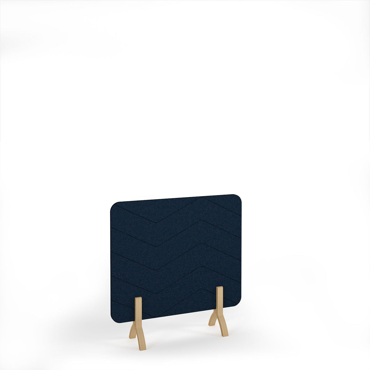 Zigzag Accoustic Floor Standing Screen Wooden Legs 1200w 1200h - Dark Blue - view 1